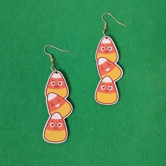 Pierced Candy Corn Earrings - Picture 2 of 3
